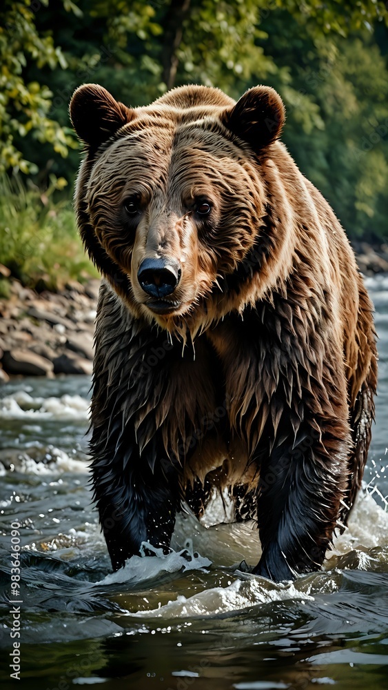 brown bear in water brown bear in water