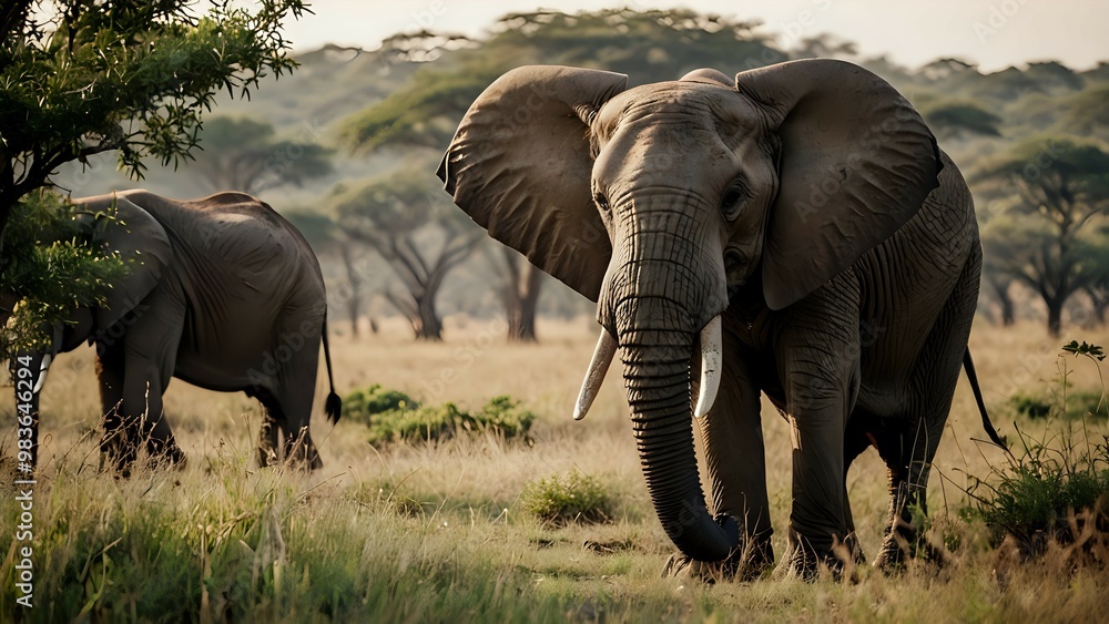 Fototapeta premium elephants in the savannah