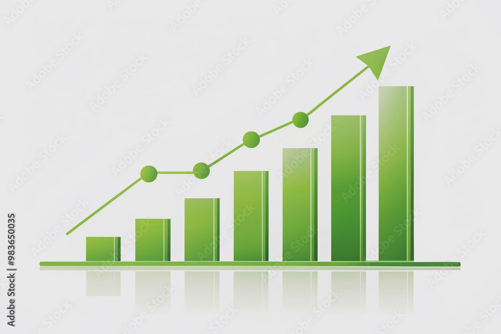 A minimalist green-themed growth chart graphic design on a white background featuring simple symbols, empty middle space, and clean lines, conveying business success. A minimalist green-themed growth chart graphic design on a white background featuring simple symbols, empty middle space, and clean lines, conveying business success.