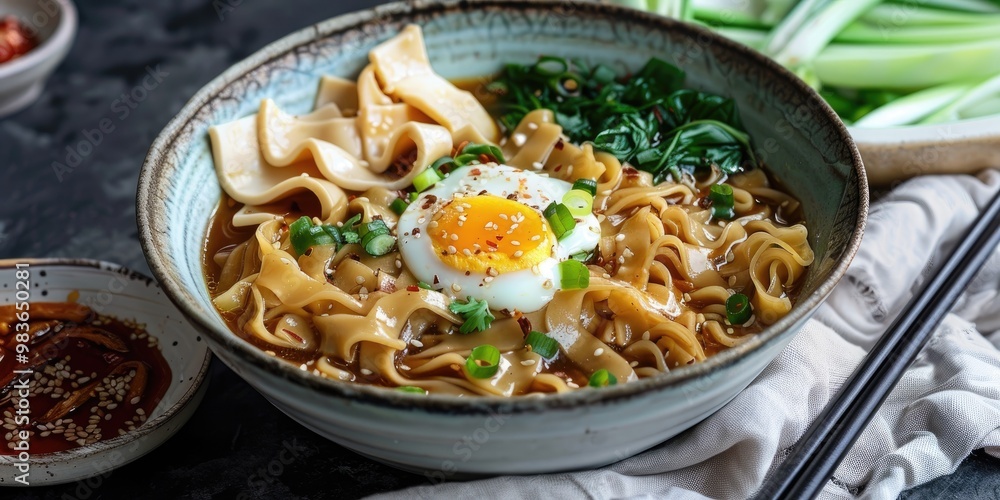 Egg Gravy Noodles with Flat Noodles in Gravy Egg Gravy Noodles with Flat Noodles in Gravy