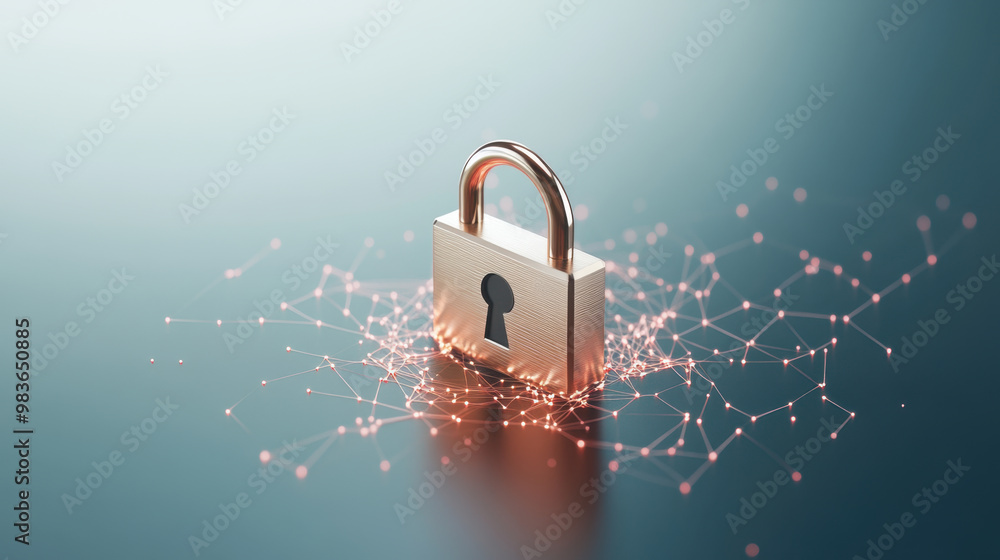 © Chaiwit - A secure padlock symbolizes online security, surrounded by network of glowing connections, representing digital protection and safety