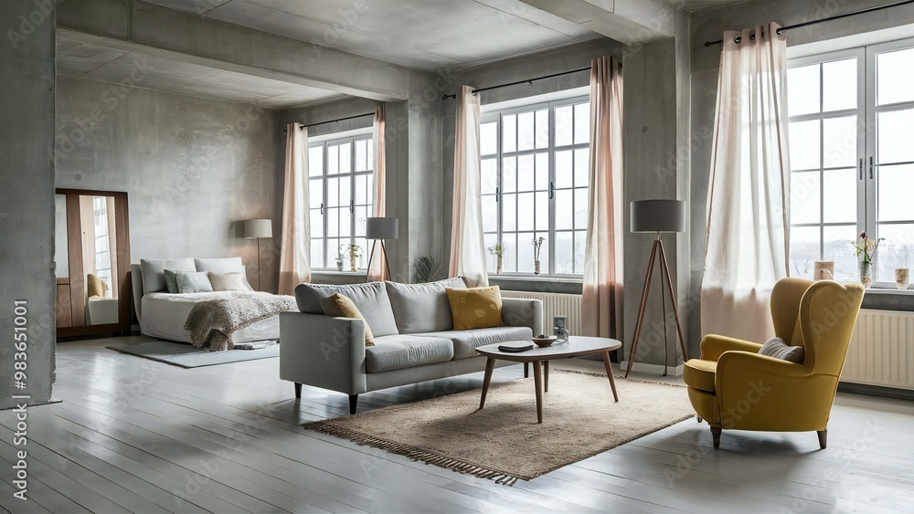 Fototapeta premium modern living room with fireplace