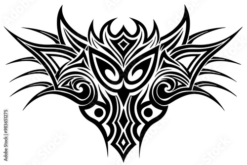 Tribal tattoo icon silhouette, Neo tribal tattoo gothic, vector illustration