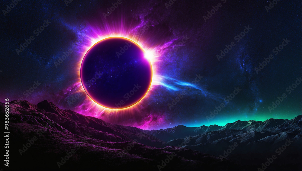 Neon Blue Solar Eclipse Effect Neon Blue Solar Eclipse Effect