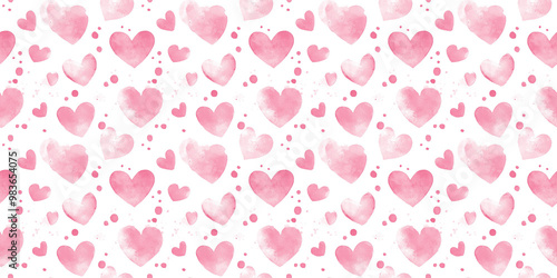 Wallpaper Mural a seamless light pink heart pattern on a white background, in a watercolor, hand-drawn style Torontodigital.ca