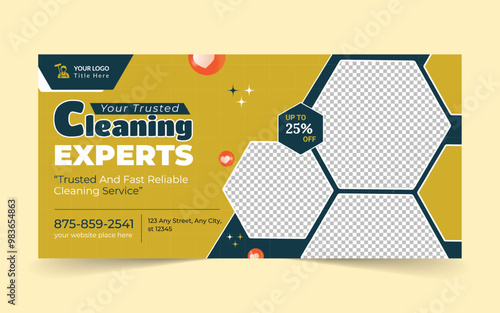 Cleaning Service facebook cover | Professional business facebook cover page timeline web ad banner template. Cleaning business company social media design