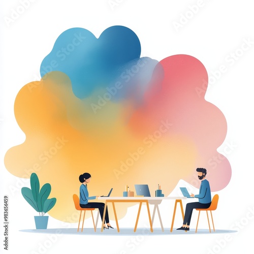 Business Meeting with Creative Background Design