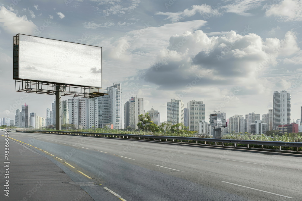 billboard on the road with city background billboard on the road with city background