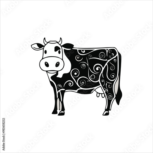 cow mascot logo design concept