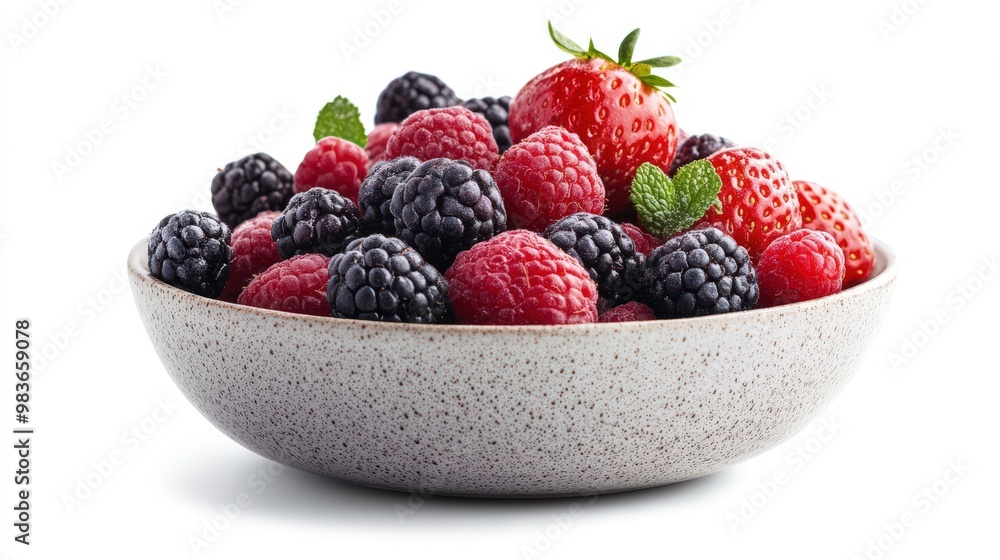 Fresh Mixed Berries in a Decorative Bowl Fresh Mixed Berries in a Decorative Bowl