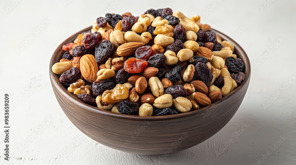 Healthy Snack Bowl with Mixed Nuts and Dried Fruits Healthy Snack Bowl with Mixed Nuts and Dried Fruits