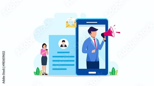 Hiring and recruitment concept. Job interview, recruitment agency 2d video animation 4k clip
