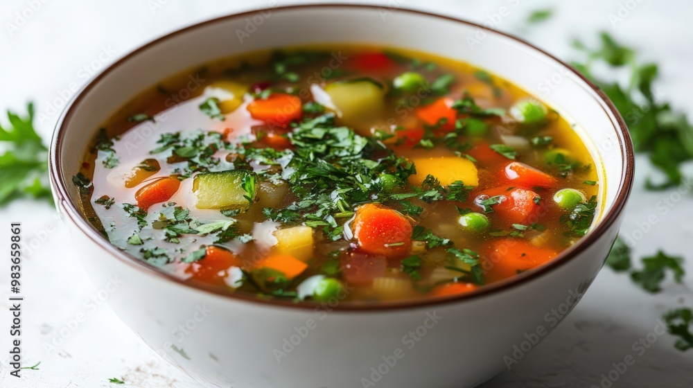Colorful Vegetable Soup with Fresh Herbs Colorful Vegetable Soup with Fresh Herbs