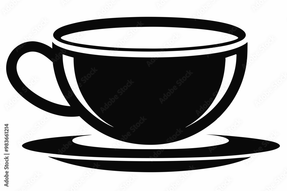 Tea cup icon, Hot drink icon, Tea cup silhouette, Vector Illustration Tea cup icon, Hot drink icon, Tea cup silhouette, Vector Illustration
