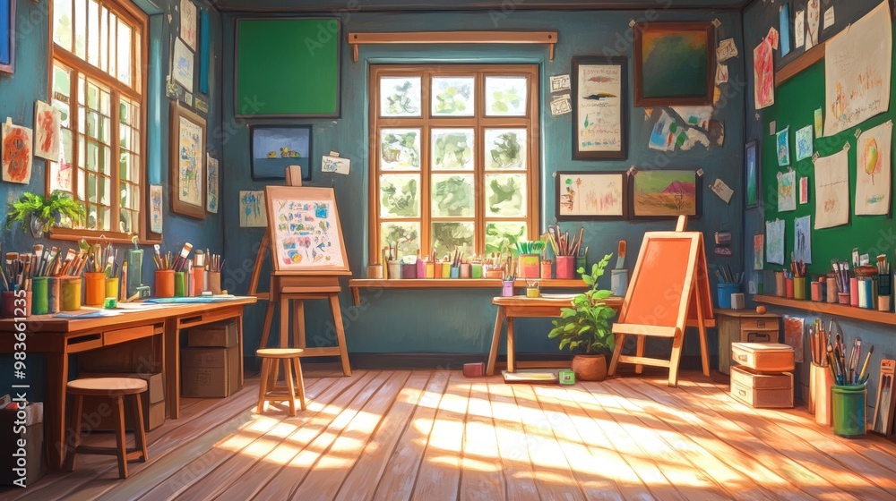 Cozy Art Studio with Natural Light and Creative Supplies Cozy Art Studio with Natural Light and Creative Supplies