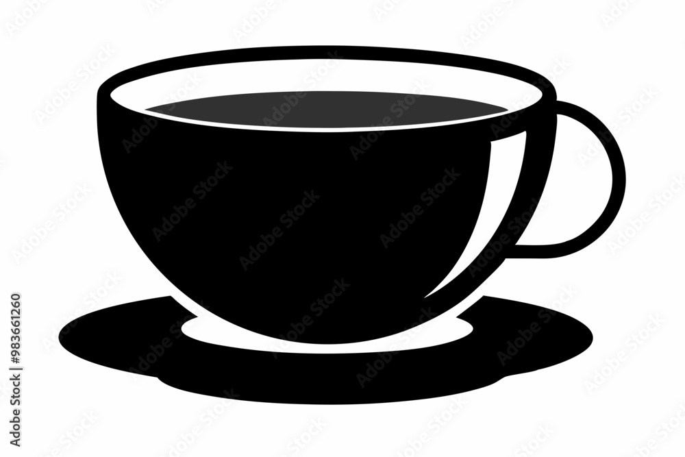 Tea cup icon, Hot drink icon, Tea cup silhouette, Vector Illustration Tea cup icon, Hot drink icon, Tea cup silhouette, Vector Illustration