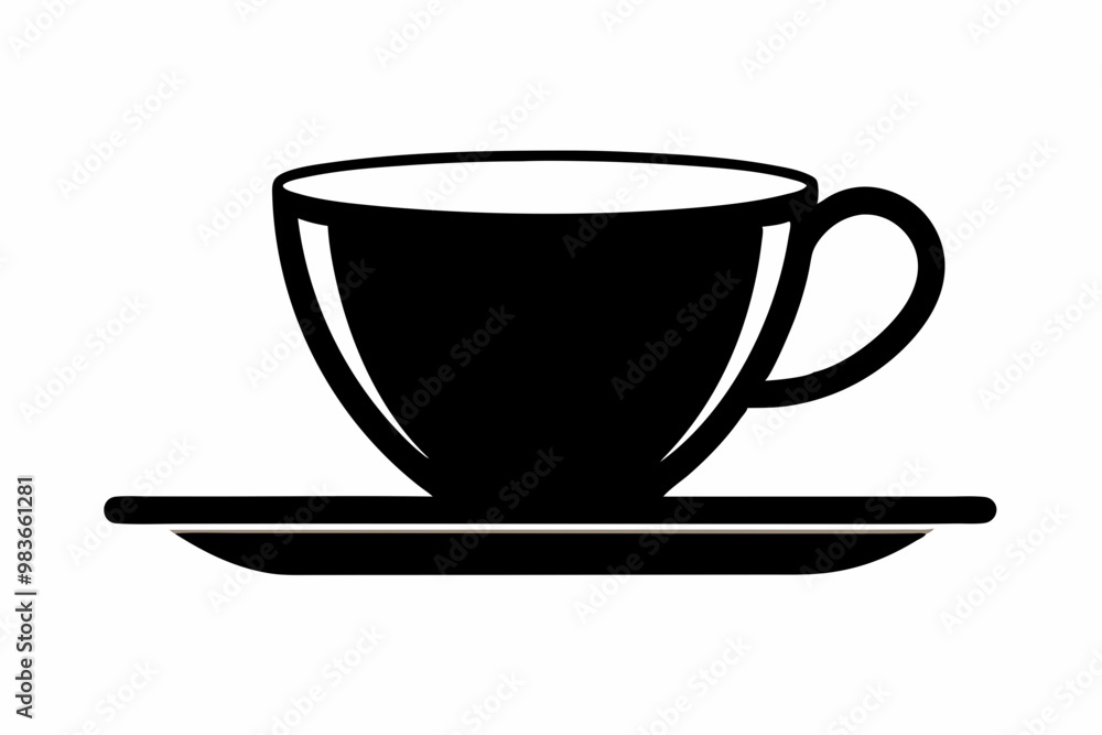 Tea cup icon, Hot drink icon, Tea cup silhouette, Vector Illustration Tea cup icon, Hot drink icon, Tea cup silhouette, Vector Illustration