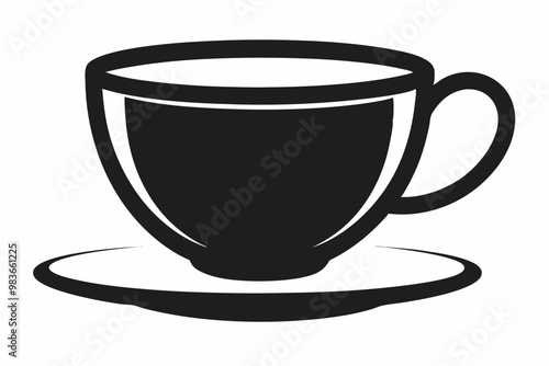 Tea cup icon, Hot drink icon, Tea cup silhouette, Vector Illustration