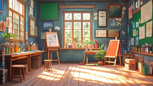 Cozy Art Studio with Natural Light and Creative Supplies