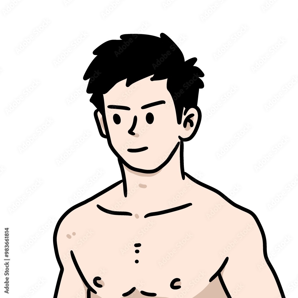 Fototapeta premium cartoon happy boy with chest on white background