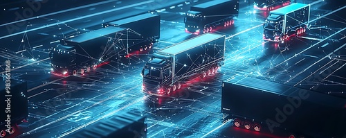 Smart network showcasing connectivity in fleet management.