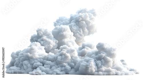 Fluffy Cotton White Clouds in Free Shapes , Transparent Background