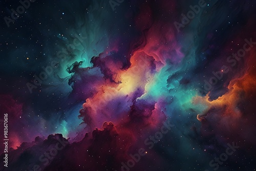 Colorful abstract nebula space background Generative AI