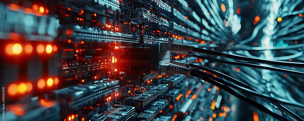 Central IT network hub connecting devices through a large-scale switch. Central IT network hub connecting devices through a large-scale switch.