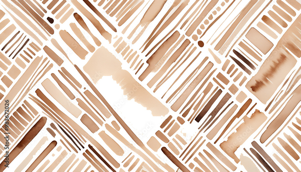 tribal paint inspired watercolor beige raster body striped abstract ethnic background ornament african light brown hand-drawn illustration hand-made artistic texture grunge design paper pattern line