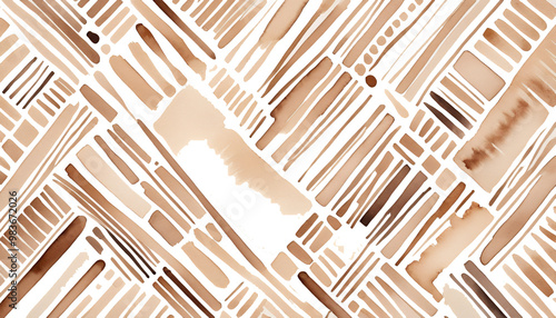 Obraz na płótnie tribal paint inspired watercolor beige raster body striped abstract ethnic background ornament african light brown hand-drawn illustration hand-made artistic texture grunge design paper pattern line w salonie