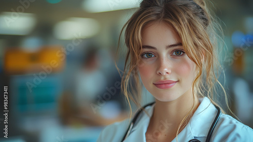 Wallpaper Mural Young woman doctor smiles warmly at the camera. Torontodigital.ca