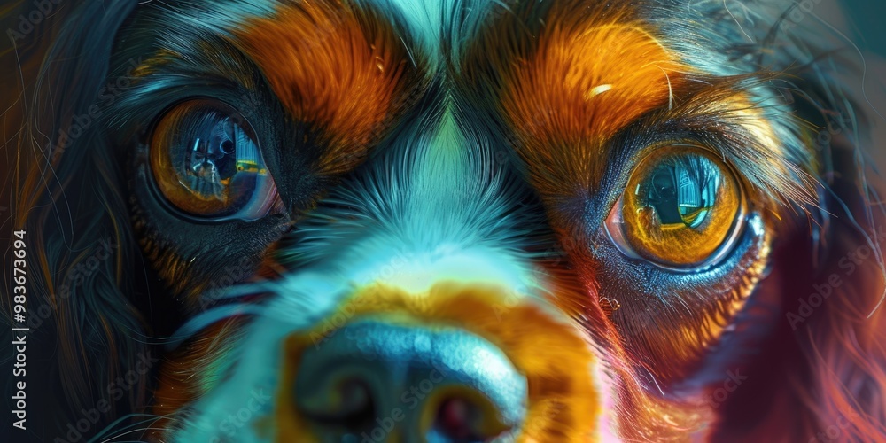 Inquisitive young Cavalier King Charles Spaniel puppy gazing into the camera lens Inquisitive young Cavalier King Charles Spaniel puppy gazing into the camera lens