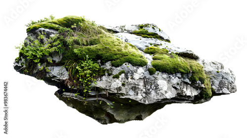 Tranquil Mossy Nature Rock Cutout , Transparent Background