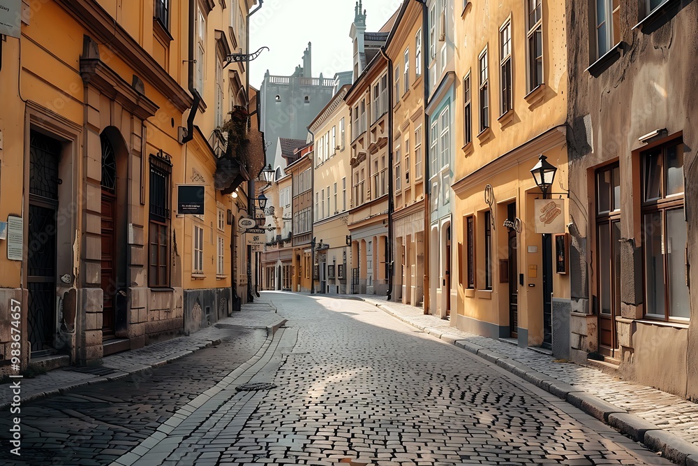 Fototapeta premium Old street in the old town of Prague