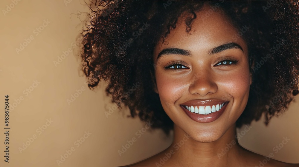 Portrait of a smiling woman with curly hair Portrait of a smiling woman with curly hair