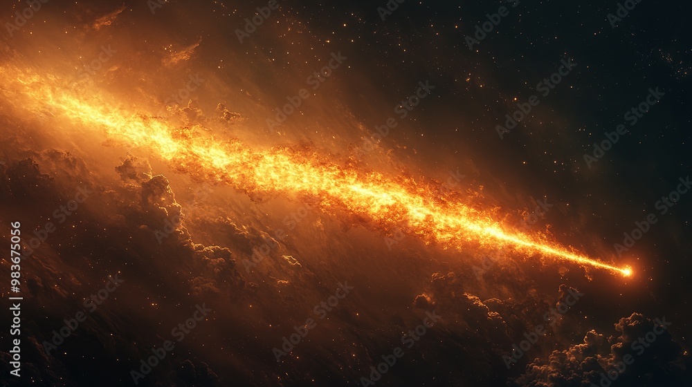 Fototapeta premium A Blazing Comet Streaks Through a Starry Night Sky