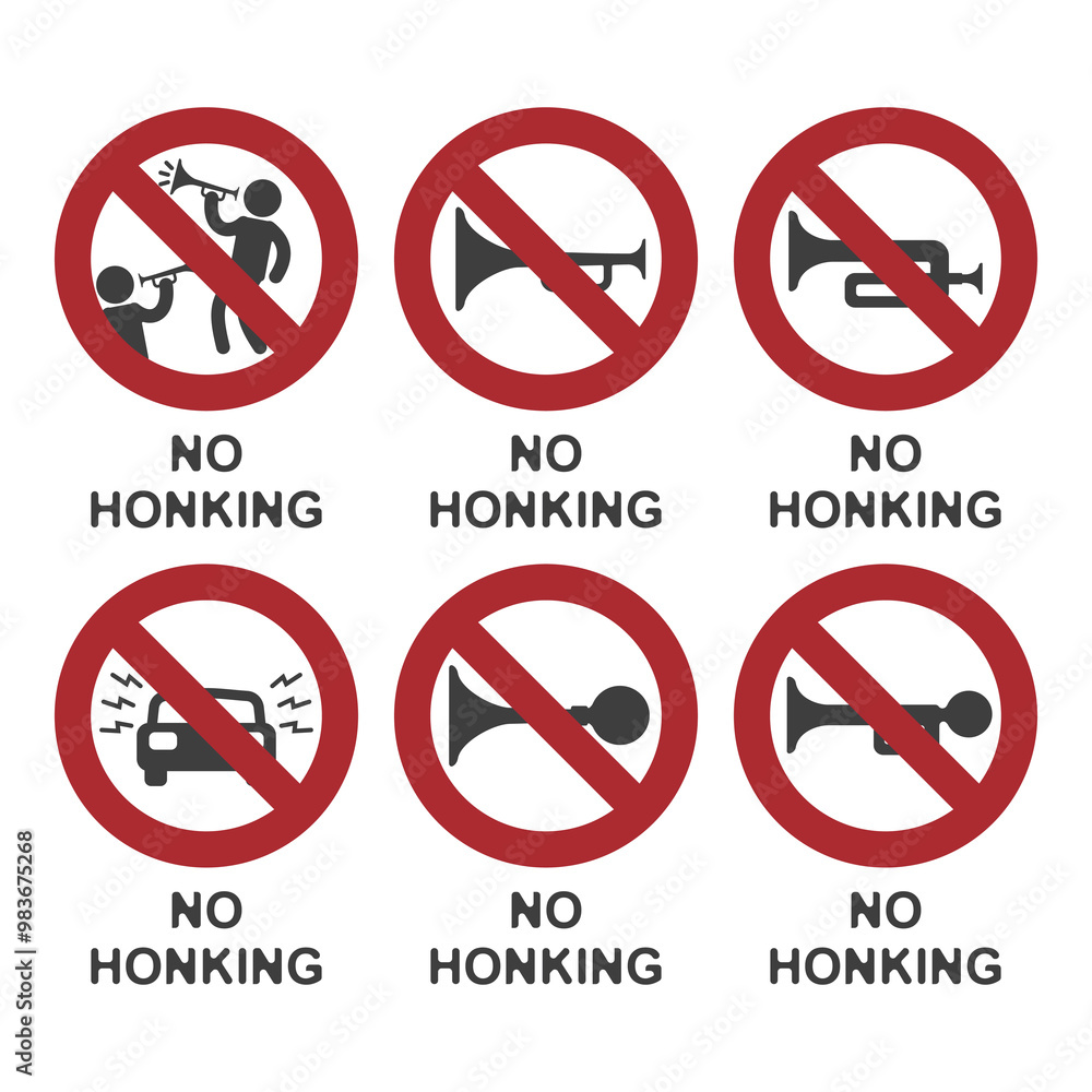 No honking allowed, flat logo No honking allowed, flat logo