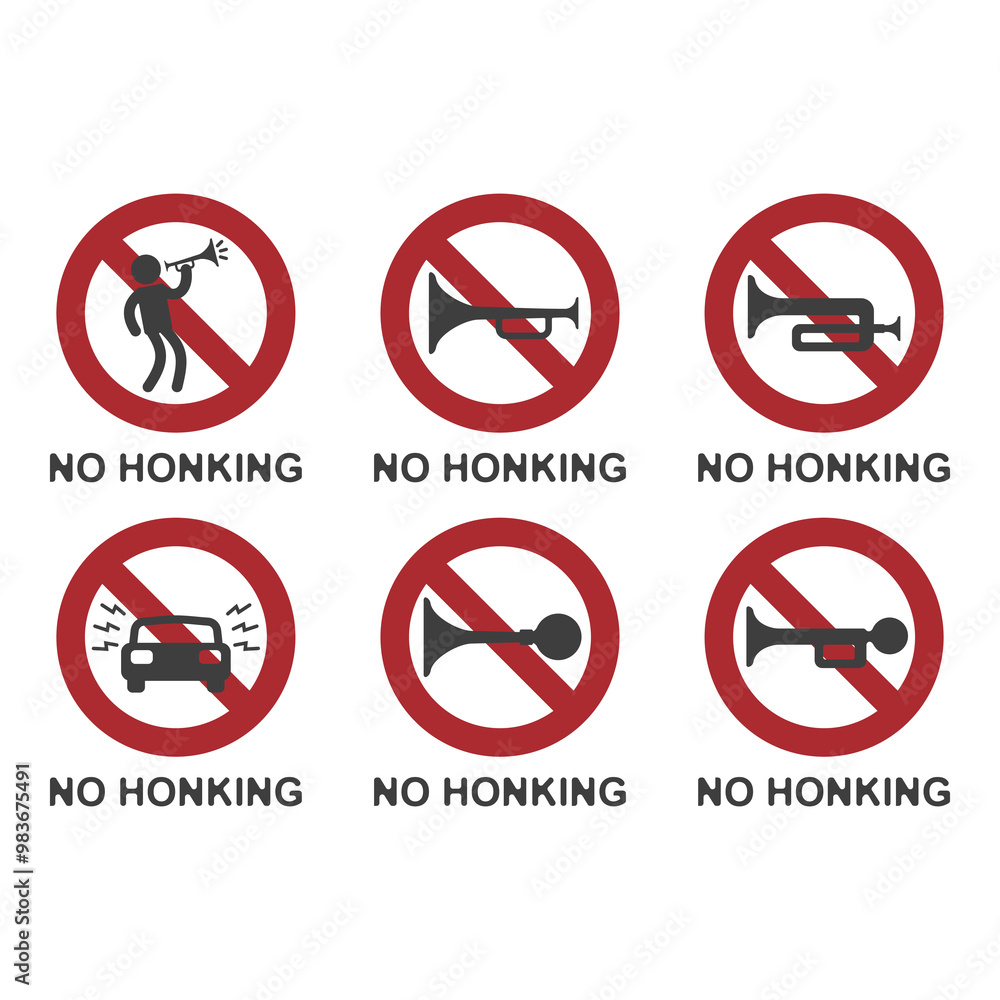 No honking allowed, flat logo No honking allowed, flat logo