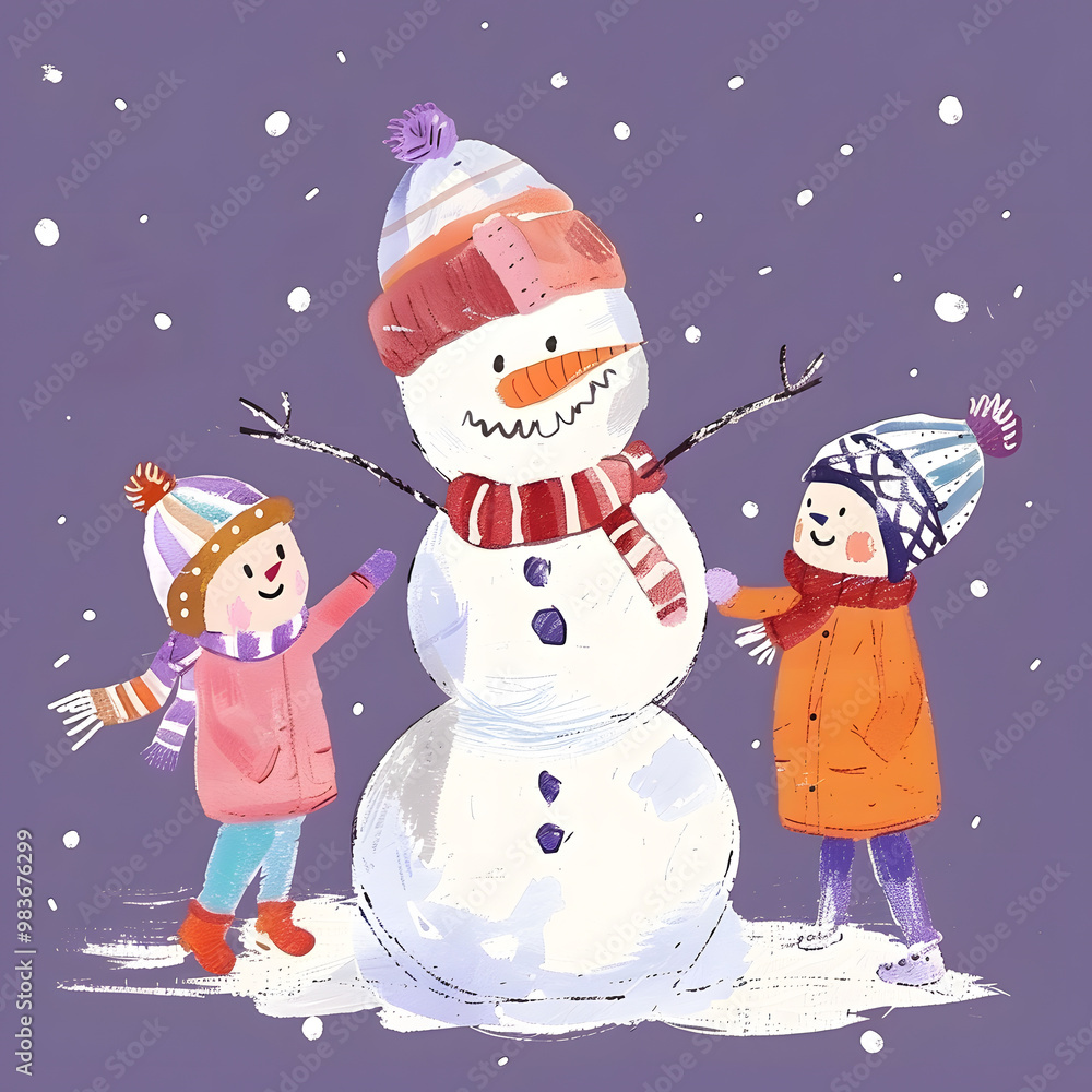 Fototapeta premium New Year's and Christmas festival cards in a 2D doodle illustrator style on pastel color backgrounds for graphic advertising.