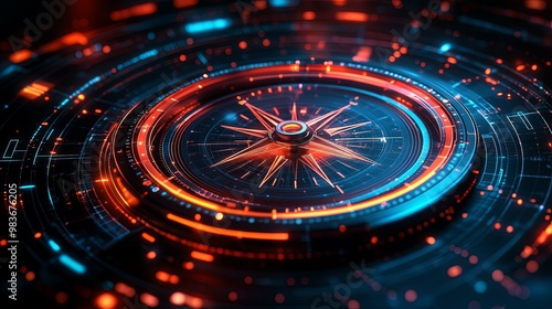 Wallpaper Mural A Futuristic Compass with a Glowing Red Star in the Center Torontodigital.ca
