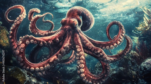 Wallpaper Mural Embrace the wonders of the deep on Octopus Day, celebrating the intelligence, adaptability, and mystery of these fascinating sea creatures  Torontodigital.ca