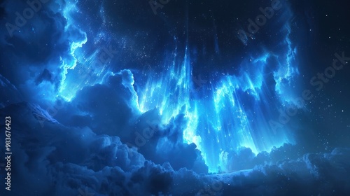 The aurora often has a beautiful and dazzling blue color at the south pole.