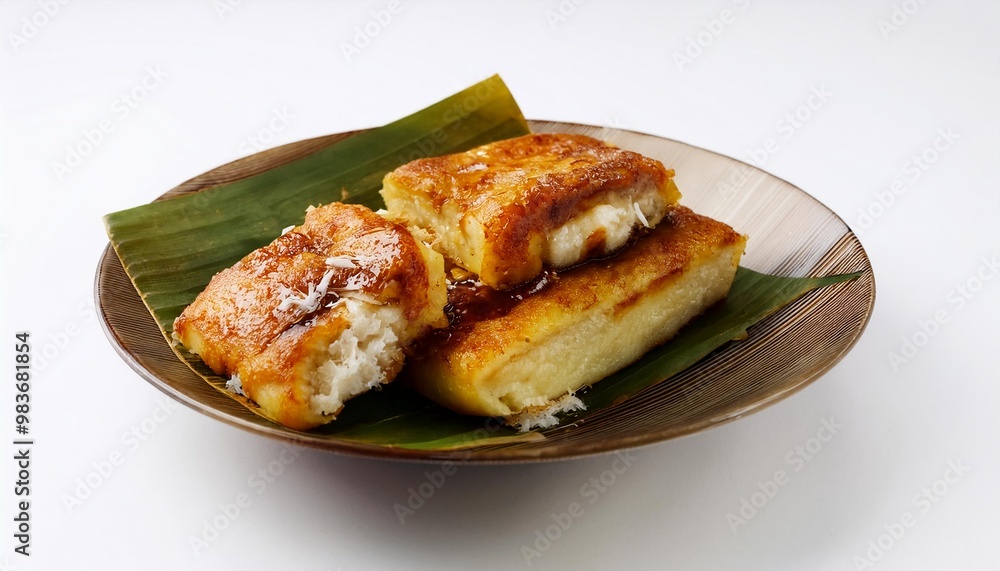 Malaysian Food, Otak-Otak on white background isolated. Malaysian Food, Otak-Otak on white background isolated.