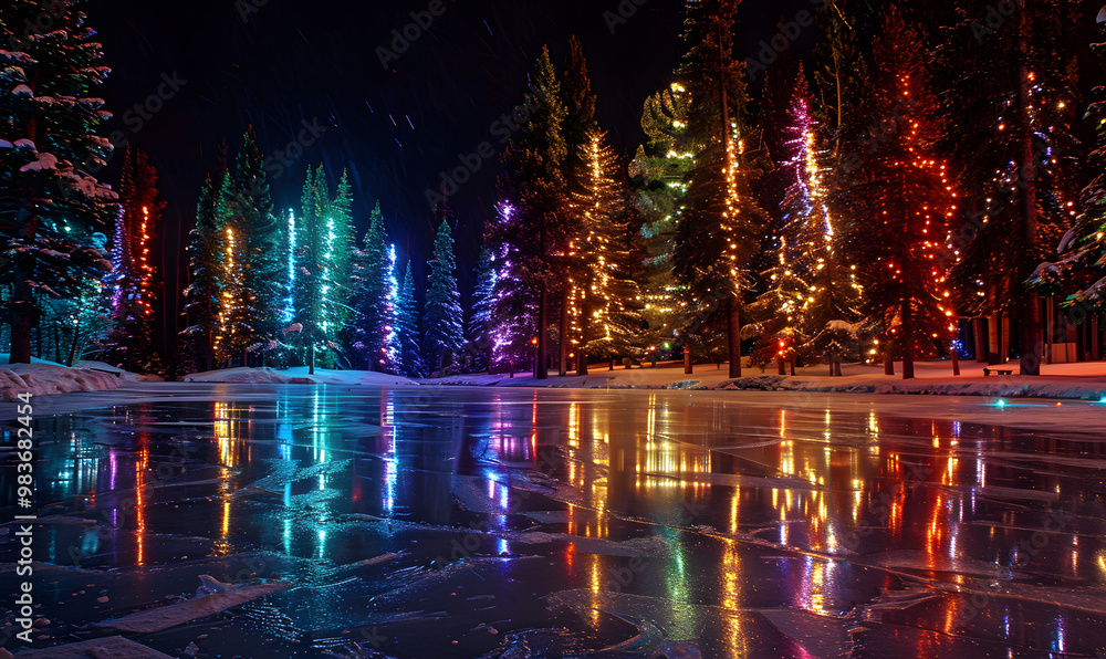 Fototapeta premium Activities and culture for New Year and Christmas festivals in the form of graphic advertising background