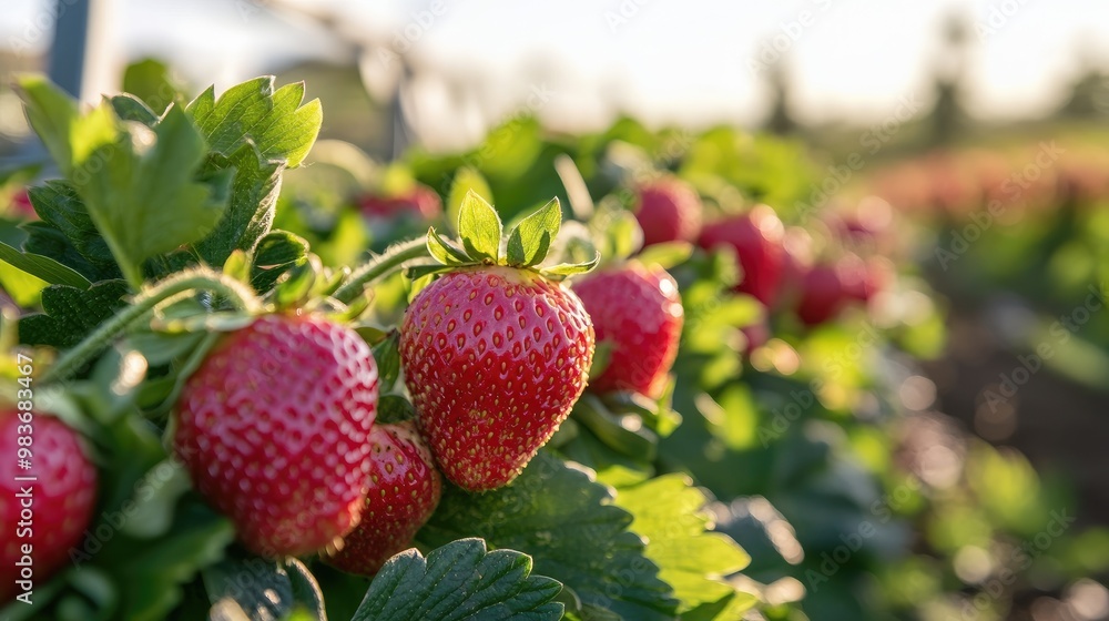A strawberry field in bloom A strawberry field in bloom