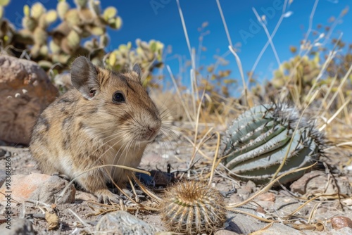 Rock hyrax on rocky outcrop in arid african landscape AI