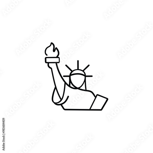 Statue of Liberty Line Style Icon Design