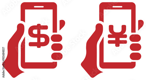 スマートフォンでオンライン決済のイメージ 赤