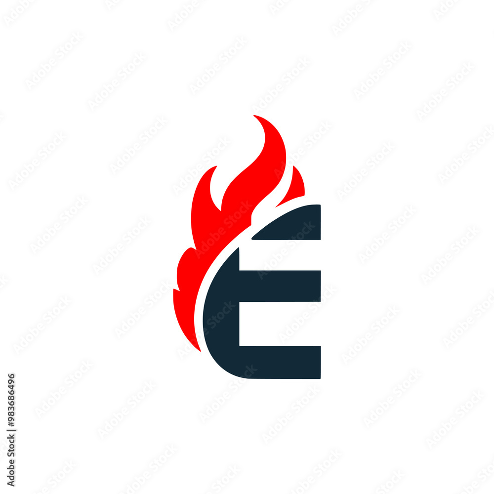 letter E with fire logo vector illustration template design letter E with fire logo vector illustration template design