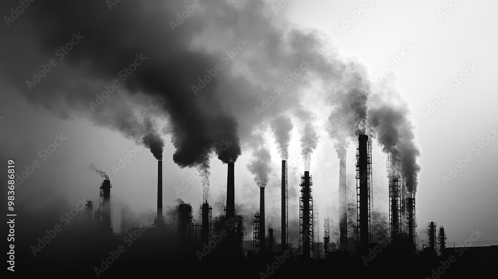 Abstract shapes formed by smokestacks Abstract shapes formed by smokestacks
